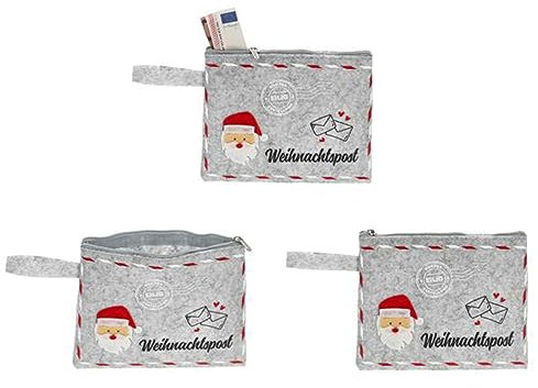 itsisa Filztasche Weihnachtspost (3er Set) für kleine Geldgeschenke - Geschenktasche Filz Weihnachten, Geldgeschenk