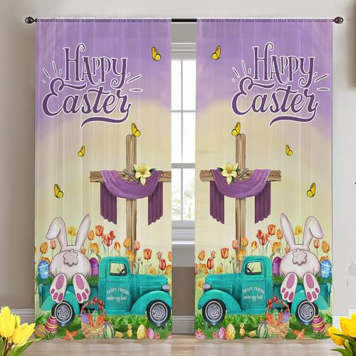 Cochpriet Vorhänge für Schlafzimmer Wohnzimmer Ostern Dekorationen 52x63