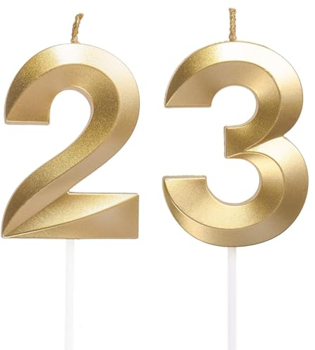 Geburtstagskerzen Zahlen 23/32, Gold Geburtstag Kerzen, Zahlenförmige Kerze, 3D Tortendeko, kuchen Dekoration für Geburtstag Party, Hochzeiten, Firmenfeiern, Jubiläen, Birthday Candle Nummer 23/32