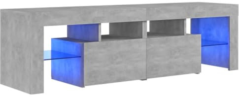 WRJENFSC Mobile da Ingresso Mobile Decorativo Libreria Mobile Porta TV con Luci LED Grigio Cemento 140x36,5x40 cm Adatto per Appartamento, Soggiorno, Ingresso, Salotto