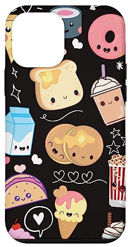 Hülle für iPhone 12 mini Kawaii Food Phone Case Süße Geschenke für Mädchen in Schwarz