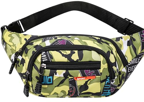 Gürteltasche,Camo Wasserdicht Bauchtasche Camouflage Hüfttasche Nylon Geldgürtel für Männer Kinder Jungen Laufen Wandern Reisen Sport 13,65 * 4,68 Zoll Yellow