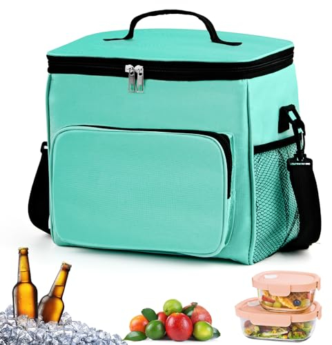 Tufa Bolsa Térmica, Bolsa Nevera Pequeña 10 L, Bolsa Almuerzo Plegable Impermeable, Bolsa de Picnic, Bolso Térmico Pequeña, Nevera Trabajo para Trabajo, Escuela, Picnic, Viajes, Camping (Menta Verde)