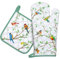 Arquiel Gants De Four & Maniques Lot De 2, 100% Coton Maniques Cuisine Gant Four Anti Chaleur Extra-Longue pour Barbecue, Cuisine, Griller, Micro-Ondes(Branche Oiseau)