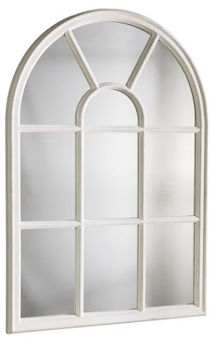 Riess Ambiente Design Wandspiegel Castillo 100cm weiß Creme Landhausstil Fensterspiegel Rundbogen Shabby Chic