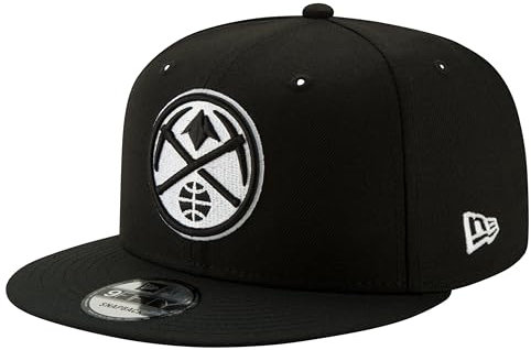 New Era NBA 9FIFTY Schwarz Weiß Verstellbare Snapback Hat Cap Einheitsgröße, Denver Nuggets, Einheitsgröße
