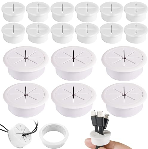 Omsscun 18 Piezas Pasacables Escritorio, 25mm/50mm Tapa Pasacables, Pasacables Mesa, Pasacables Mesa Oficina, Embellecedor Agujero Mesa, Cables Mesa Pasacables para Oficina, Accesorios para El Hogar
