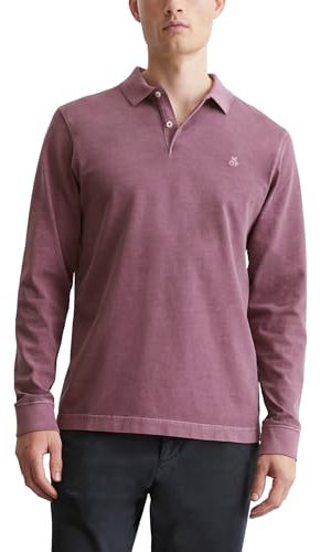 Marc O'Polo Herren Langarm-Poloshirt aus Bio-Baumwolle Regular Fit, Lila (Soft Mauve), M