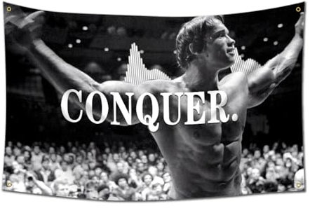 Eroberungsflagge für Arnold Schwarzenegger, 90 x 150 cm, lustiges Poster, Banner, Wanddekoration, hängende Flagge mit 4 Messingösen, für Studentenwohnheim