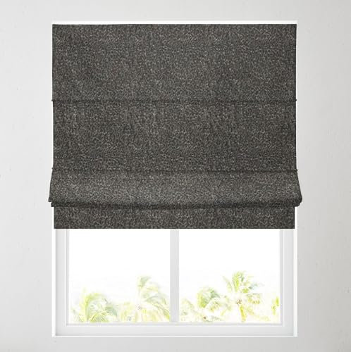 Barnes Blinds - Fully Lined Patterned Roman Blinds for Windows - Durable Fittings Easy Fit - Roman Blind (Animal Print Charcoal 61cm)