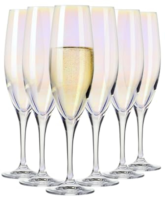 Krosno Venezia Rainbow Lot de 6 verres à champagne arc-en-ciel 200 ml | Verres à prosecco | Cadeau de mariage | Verre cristallin | Verre sans plomb | Résistant aux rayures | Idée cadeau