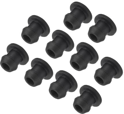 sourcing map Silicone Snap in Locking Hole Plugs,Rubber Panel Seal Cover Flush Type Panel Round for Kitchen Rubber Bulkheads Waterproof Sealing Plugs 6mm/0.2 Inch Diameter Black,Pack of 10