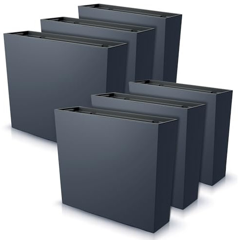 IMJ-Global Urbi - Juego de 6 macetas rectangulares para flores, de plástico, 58 x 18 x 49,8 cm, para interior y exterior, color negro, 44 litros, diseño moderno