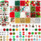 1456Pcs Christmas Bracelet Making Kit, Christmas Beads Charms for Jewelry Making Red Green Clay Beads Pearl Beads Star Round Crystal Bead Snowflake Santa Xmas Tree Pendants for Necklace Earrings Craft