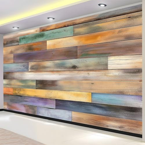 PLEETS Vintage Wall Murals for Bedrooms 300 x 210 cm Wooden Wall Panel Texture Wallpaper Mural Print Non-Woven Photo Wallpaper Living Room Office Corridor Decor Murals Modern Wall Decoration