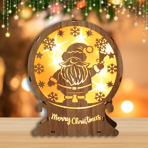 ACAREY Weihnachtsdeko LED Weihnachtsbeleuchtung aus Holz, Weihnachtsdeko Innen Beleuchtung, Weihnachten Deko Holz Schneemann Weihnachtsbaum Beleuchtung für Fensterdeko Tischdeko (Schneemann)