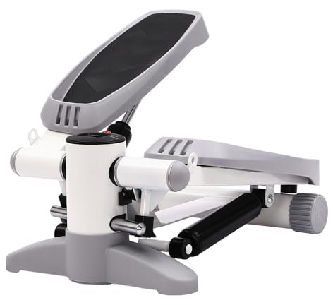 Mini Stepper für Zuhause, Up-Down Swing Stepper mit Power Ropes, Stepper Hometrainer, 2 in 1 Trainingsgerät, Bein/Arm Trainer, Home Fitness Exercise (Grau)