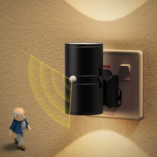 JandCase Motion Sensor Night Light Plug in Wall, Plug in Night Light, ON/Off/AUTO Lighting Mode, 3000K Warm White, Dimmable 0-100LM, Low Energy Motion Sensor Light Indoor for Hallway Bedroom Stairway