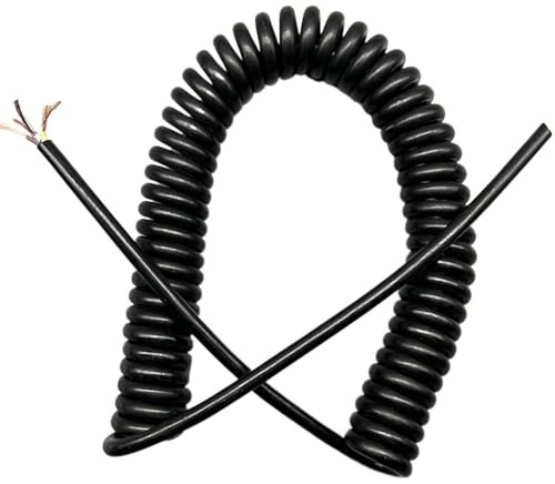 RBSN Coiled cable Spring Wire 5 Cores Telescopic High Elastic Spring Cable Copper Core Power Extension Power Cord for Hanging Tail Retractable Coil(Stretch 2.5 meter)