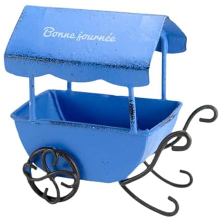 LOVIVER Kitchen Cart Tabletop Wheelbarrow Garden Planter Prop Multifunctional Metal Statue Decoration Crafts Toy Cart Education Tool, Blue