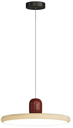 ZTTECH Lampe Suspendue LED 40cm Moderne 36W avec Température de Couleur Réglable Lampe de Plafond 3000K/4500K/6000K Métal et Acrylique pour Salle à Manger Cuisine Salon (Rouge + Beige)