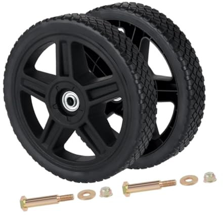 JISADER 2Pcs 12inch Lawnmower Wheels Replacement, Bolts Nuts Push, Mower Wheels Multi Purpose Replacement Tyre for Hobby Cart Toy Truck Building Trolley Cart Lawnmower Wheelbarrow