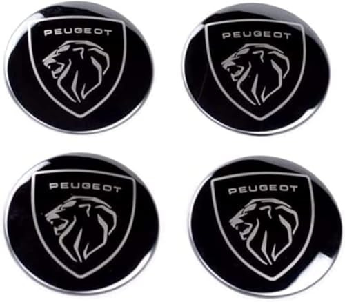 AIMXGBPS Lot de 4 Cache-moyeux de Roue pour Peugeot 5008, 4008, 3008, 2008, 508, 408, 308, 208 RCZ, 56 mm, avec Logo, étanche et Anti-poussière, décoration de Jante