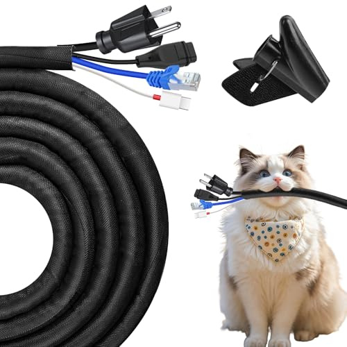JAHOMFAI Cable Sleeve for Dog and Cat 3M 25mm Cable Protector Wire Protector for Pets Bite-Resistant Wire Tidy for USB, Power, Audio and Video Cords