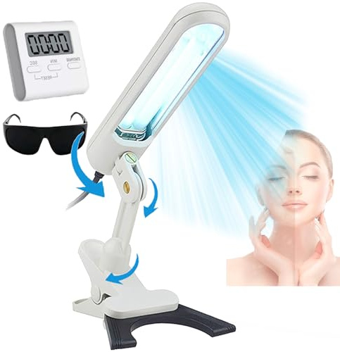 Générique Lampe UVB pour la photothérapie pour la Peau et Le Corps - Lumière pour Un Traitement Domestique avec Une Couverture temporaire de 48 cm² Comprend des Verres - Design Portable sûr et Facile
