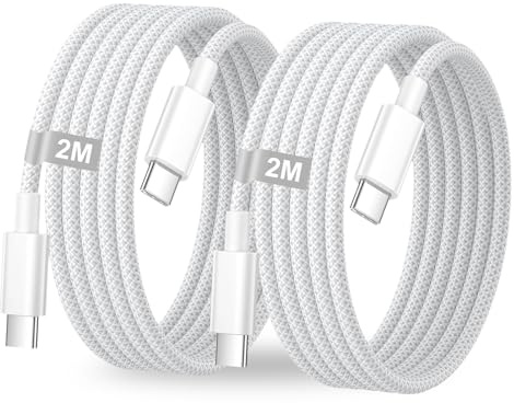 Vexorlian USB C to USB C Cable 60W 2M 2Pack, PD Fast Charging Nylon Braided Type-C Charger Cord for USB-C Phones, Tablets, Laptops and Other Devices