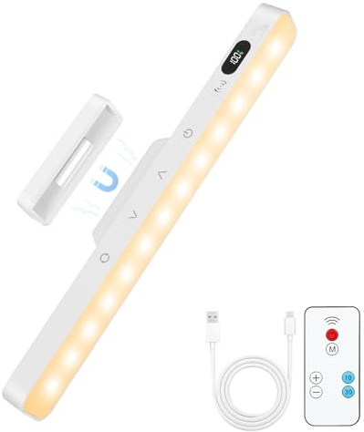 AUAUY 1 Stück Unterschrank Beleuchtung, Unterbauleuchte Küche LED Batterie | 5 Farben & 5 Helligkeitsstufen, USB-C Beleuchtung mit Fernbedienung Magnetfuß für Schrank, Spiegel, Schreibtisch