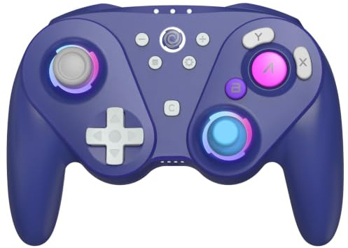 Oniverse Manette sans fil pour Switch/Switch 2/Gamecube/PC/Mobile, Autonomie 13h, Joysticks et gâchettes Hall Effect, Gyroscope, boutons macro, Mode Turbo, 4 modes LED - Foenix (Ultra Violet)
