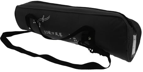 Cabilock Melodica Tasche 32 Tasten Canvas Mundharmonika Aufbewahrungstasche mit Griff Kompakte Instrumententasche für Musiker und Reisen Schwarzes Etui für Anfänger und Profis
