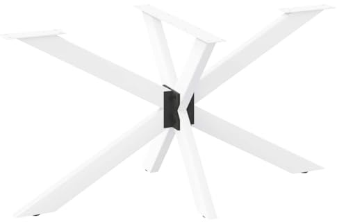 Hoopleep Pied de table à manger en forme d'araignée en acier revêtu par pulvérisation, blanc, 120 x 68 x (72-73) cm, design moderne pour plateaux de table stables, pieds réglables