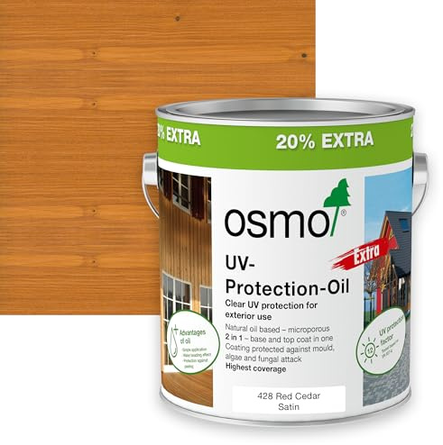 Osmo UV Protection Oil Extra, Exterior Wood Finish, Tinted, 3l (Satin, 428 Red Cedar)