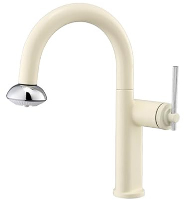 SXWYLZ Mitigeur Lavabo Robinet de Salle de Bain Pivotant avec Douchette Extractible Mitigeur avec 2 Modes Douchette Extractible Poignée Unique Eau Chaude et Froide,Blanc