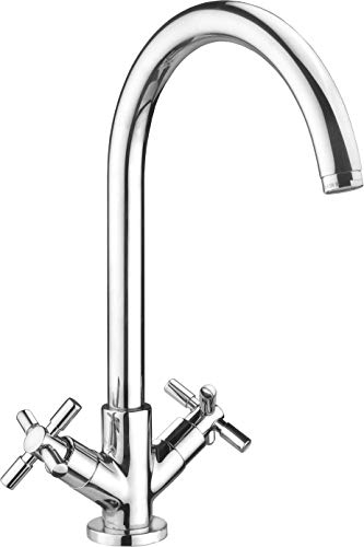 Cornat Spültisch-Zweigriffarmatur Tratto - Hochwertiger Messingkörper - verchromt - Hoher & schwenkbarer Auslauf / Hochdruck-Armatur / Küchenarmatur / Wasserhahn / TR5