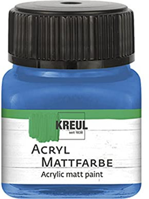 KREUL 75224 - Acryl Mattfarbe, enzianblau im 20 ml Glas, cremig deckende, schnelltrocknende Farbe auf Wasserbasis, für viele verschiedene Untergründe geeignet
