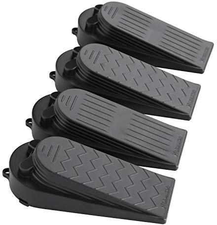 Lot de 4 butées de porte noires qui calent facilement les espaces de porte - Protection des doigts - Butée de porte au sol - Anti-rayures - Design moderne