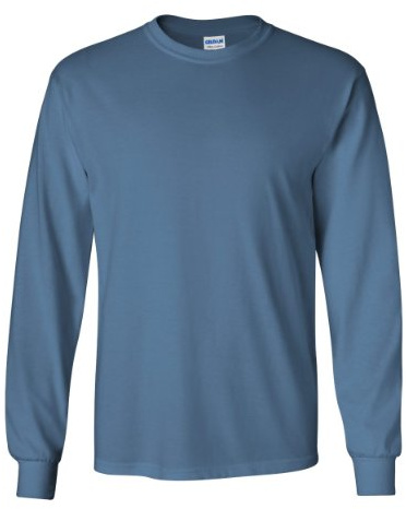 Gildan Men Double Needle Bottom Hem Rib Knit Tee - Blue -