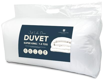 Lancashire Textiles British Anti Allergy 1.5 Tog Microfiber Duvets |All Year Round Soft & Fluffy Duvet | Available for single, Double, King & Super King (Super King, 1.5 Tog, 260 X 220 Cm)