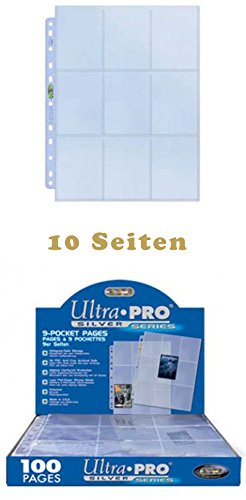 Ultra Pro 9-Pocket Silver Series - 10 Pages Folder Pages for Magic Pokemon Yu-Gi-Oh! - Fits in any ring binder