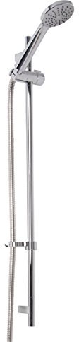 Aquariss Chrome Single Spray Shower Slider Rail Riser Kit + Shower Head + Shower Hose