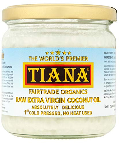Raw Extra Virgin Coconut Oil 350ml – Organic, First Cold-Pressed & Unrefined – Pure Coconut Oil for Cooking, Skin & Hair – Vegan, Keto & Fairtrade – TIANA