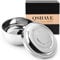 QSHAVE Ciotola per sapone da barba , shave tazza rasatura , in acciaio inox , con coperchio , 10cm , dimensione profonda , articolo placcato al cromo