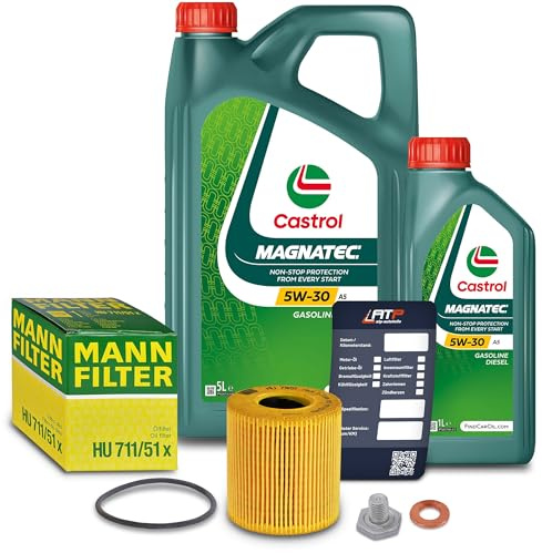 1x Ölwechsel Set - MANN-FILTER ÖLFILTER + 6 L CASTROL MAGNATEC STOP-START 5W-30 A5