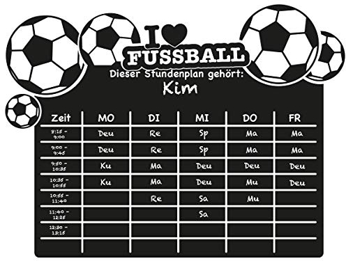 Wandkings Wandtattoo Stundenplan Fußball aus Tafelfolie 50 x 37 cm inkl. weißem Kreidemarker, schwarz, selbstklebend