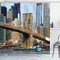 ABAKUHAUS Städtisch Duschvorhang, Skyline von Brooklyn NYC, Stoffliches Gewebe Badezimmerdekorationsset mit Haken, 175 x 200 cm, Mehrfarbig