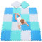 meiqicool Foam Floor Tiles Play Mat Large Baby Activity Jigsaw Puzzle Mat Big Interlocking Playmats Soft Non Toxic EVA 18 Pcs For Children,Kids Toddler Crawling|Gym Yoga Sport Blue,Green&White 010708