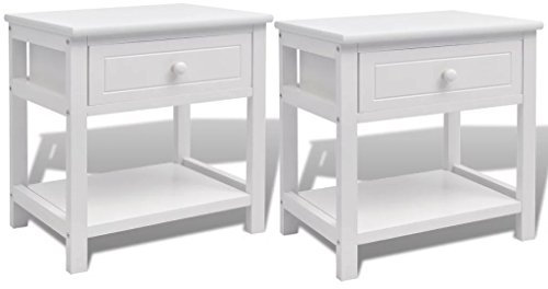 vidaXL Nachttisch, Holz, Weiß, 2 Stück